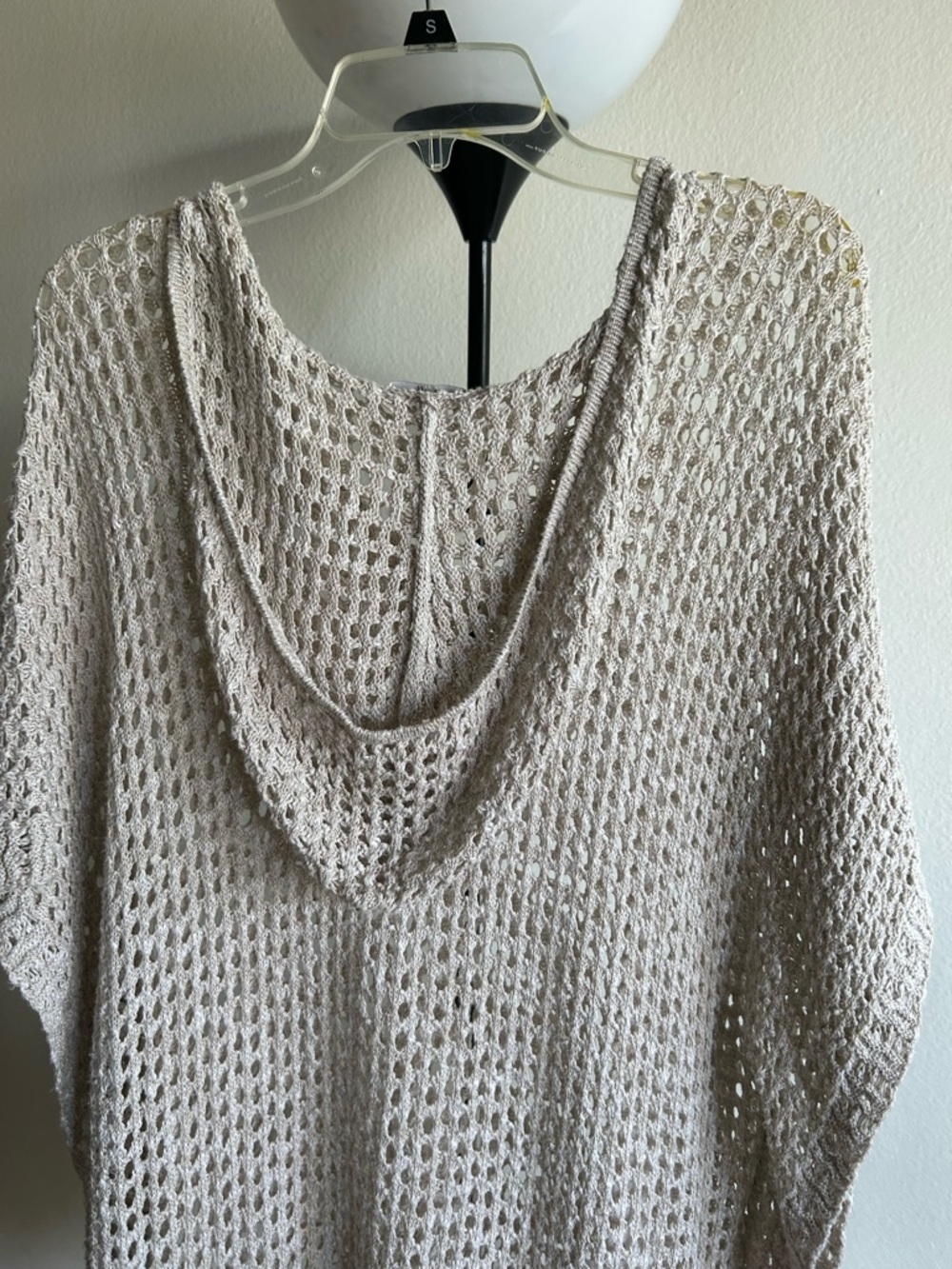 J. Jill Beige Crochet V-Neck Swim Coverup with Tie - Picture 4 of 10